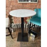 Marble Poser Table 70cm Diameter Artfully Perched Atop A Lustrous Turin Metal Base. Crafted For