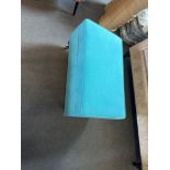 Lift Top Stool Storage Ottoman Bench In Teal Romo Linara Fabric Raised On Castors Dimensions Height: