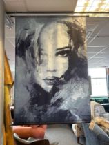 Velvet Watercolour Portrait Wall Hanging Featuring A Beautiful Black And White Watercolour Study