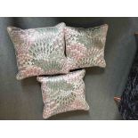A Set Of 3 x Scatter Cushions In Blendworth Plume Embroidery Blush This Lovely Design Features An