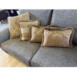 4 x Scatter Cushions In Gold Damask Fabric As Photographed