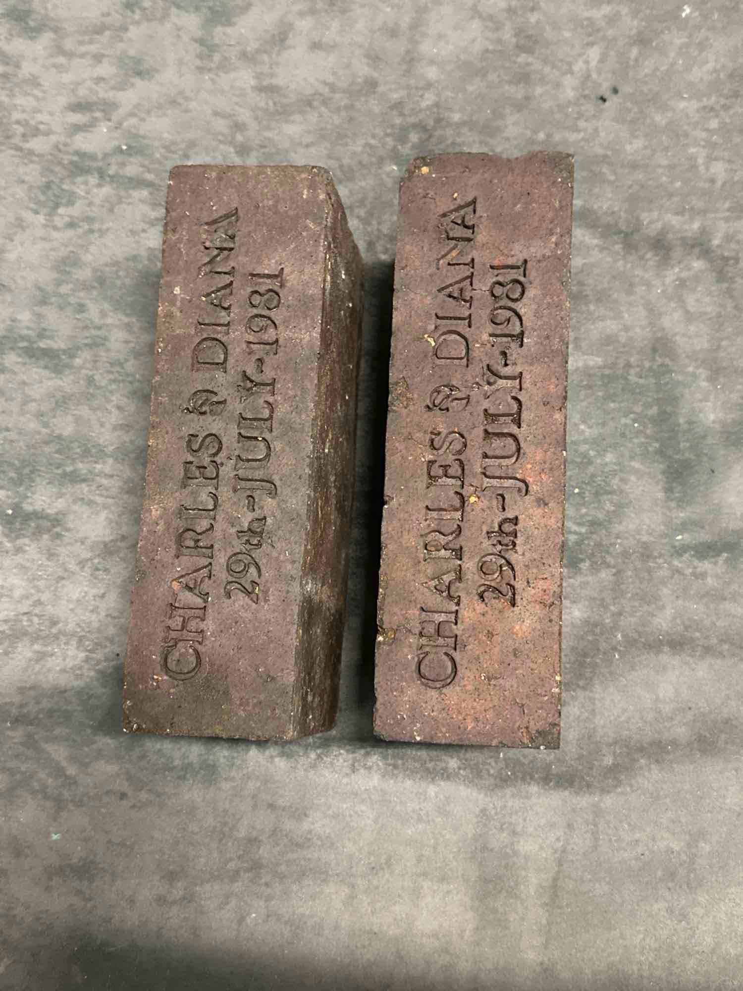 A Pair Of Charles And Diana 29th July 1981 Commemorative Bricks