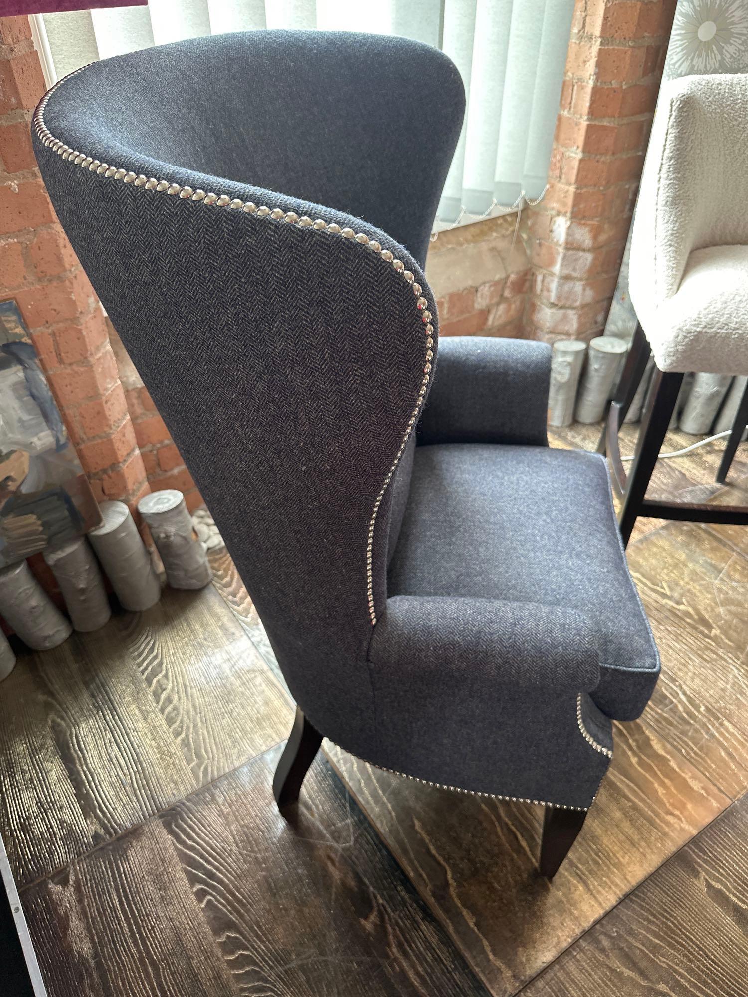 Barrel High Curved Back Wing Chair The Barrel High Curved Back Wing Chair Boasts A Distinctive - Image 4 of 5
