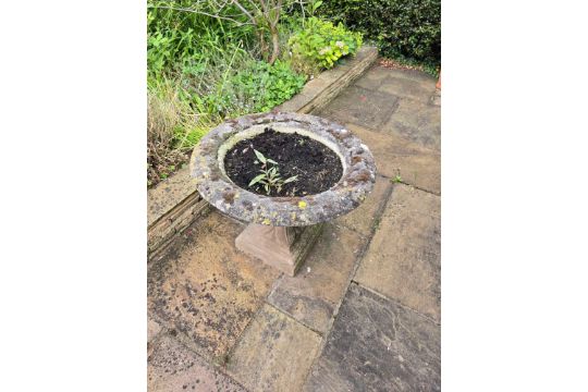 2 x stone round planters - Image 2 of 3