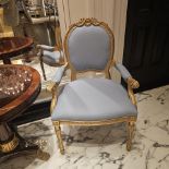 French Louis XVI Style Cabriolets Armchair medallion-backed Louis XVI-style 'Fauteuil Cabriolet'