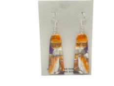 JAMESON PETE NAVAJO HANDMADE SPINY OYSTER MOJAVE SLAB EARRINGS
