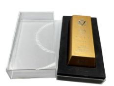 U.S. BALISTIC ROLL OF 50 PRESIDENTIAL GOLD TONE DOLLARS IN GOLD BRICK CASE