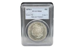 1878-S U.S. MORGAN SILVER DOLLAR PCGS MS64