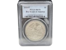 2010-P U.S. BOY SCOUTS OF AMERICAN SILVER DOLLAR PCGS MS70