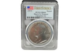 2015 HARRY S. TRUMAN CHRONICLES SET FIRST STRIKE SILVER MEDAL PCGS MS69