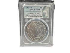 2021-D U.S. MORGAN SILVER DOLLAR 100TH ANNIVERSARY PCGS MS69 FIRST DAY OF ISSUE