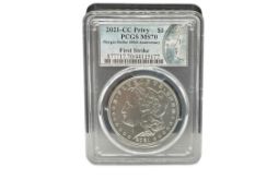 2021-CC PRIVY U.S. MORGAN SILVER DOLLAR 100TH ANNIVERSARY PCGS MS70 FIRST STRIKE