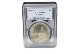 1994-D U.S. CAPITOL BUILDING SILVER DOLLAR PCGS MS69