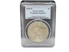 2006-P U.S. BENJAMIN FRANKLIN SCIENTIST SILVER DOLLAR PCGS MS69