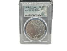 2021-O PRIVY U.S. MORGAN SILVER DOLLAR 100TH ANNIVERSARY PCGS MS69