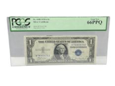1935-A U.S. $1 SILVER CERTIFICATE PCGS GEM NEW 66PPQ