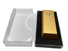 U.S. BALISTIC ROLL OF 50 PRESIDENTIAL GOLD TONE DOLLARS IN GOLD BRICK CASE