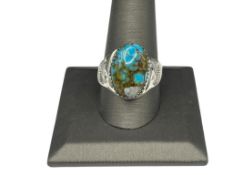 ANNIE LINCOLN NAVAJO STERLING SILVER KINGMAN TURQUOISE RING