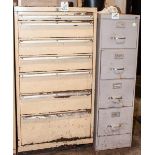 7-Drawer Shop Cabinet w/ contents & 4-drawer filing cabinet w/ contents