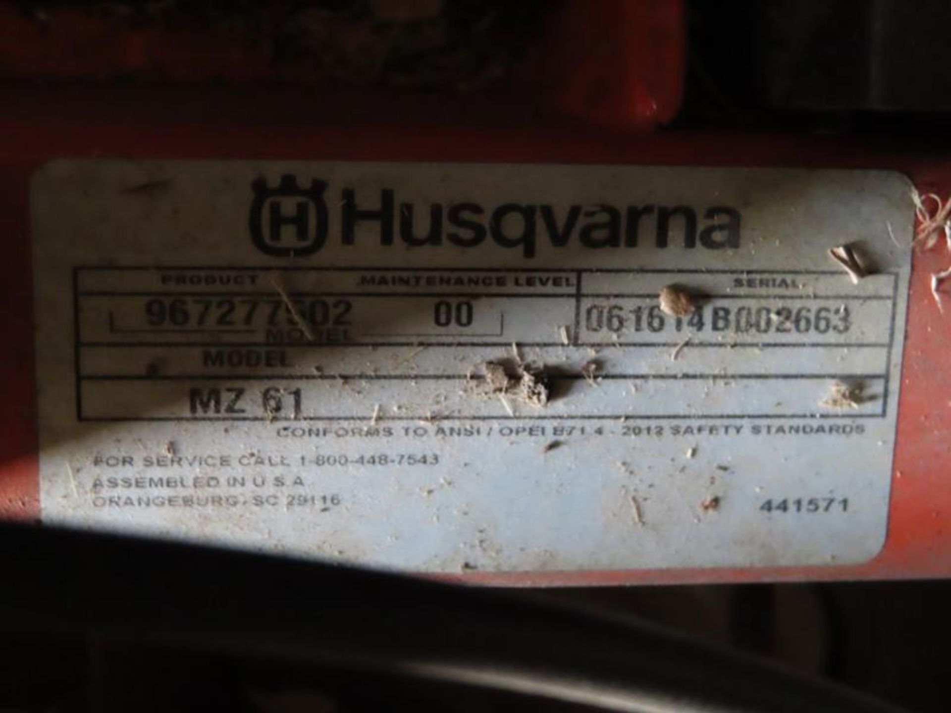 Husqvuarna Zero Turn Mdl. M261 Lawnmower - Image 3 of 3