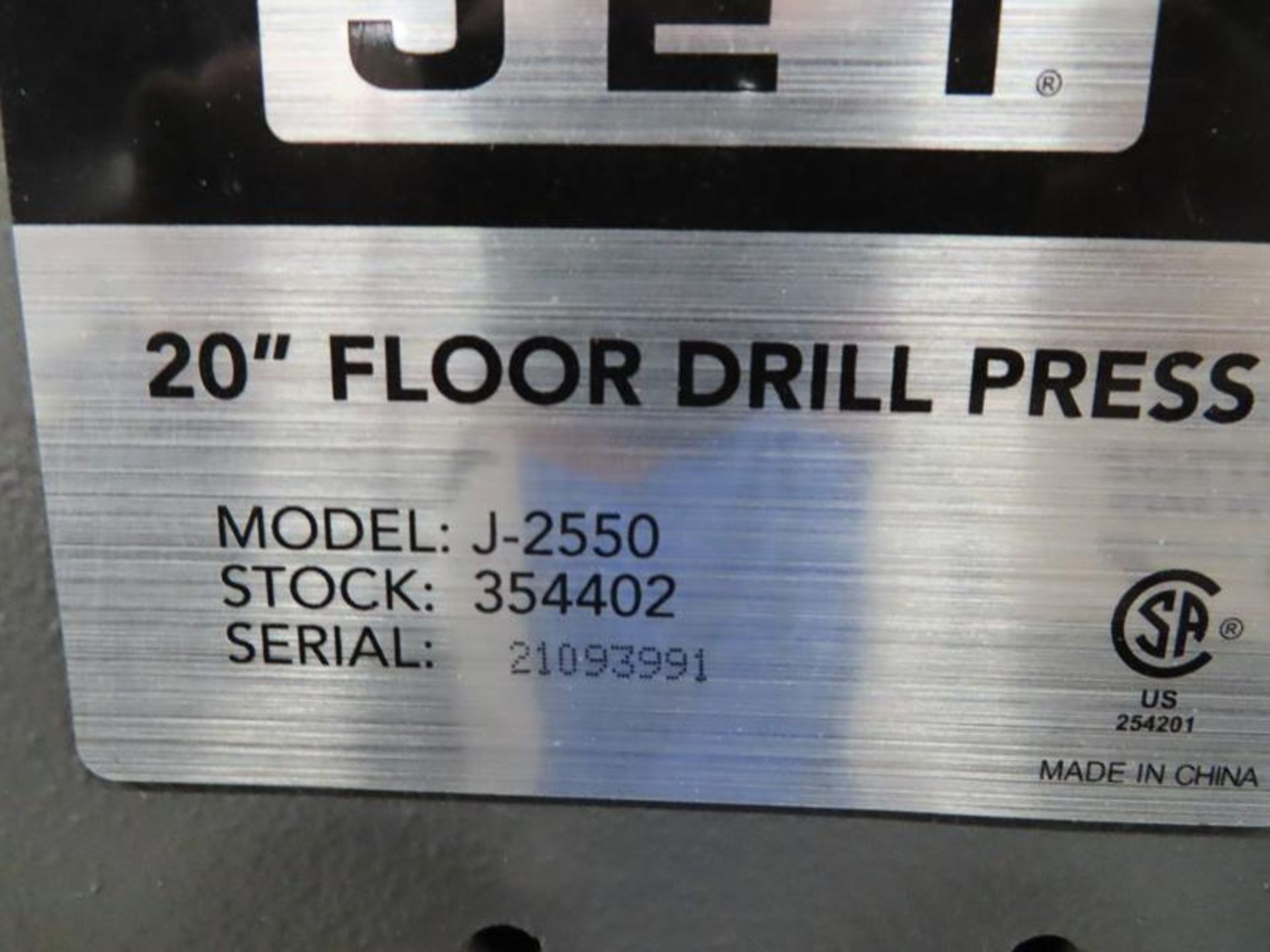Jet Mdl. J-2550 20" Floor Type Drill Press - Image 3 of 3