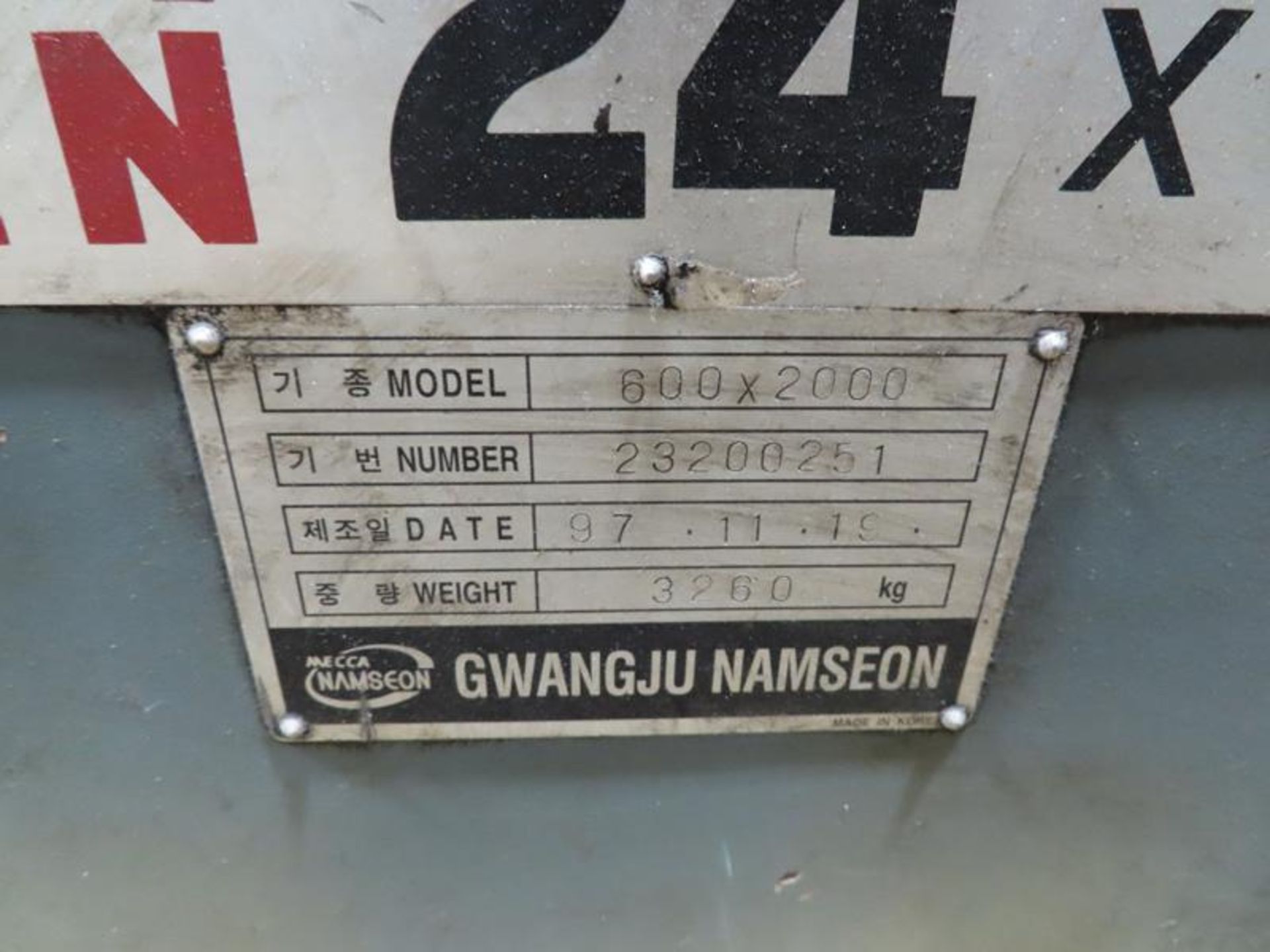 Gwangju Namseon Acraturn 600X2000 Gap Bed Engine Lathe - Image 6 of 7