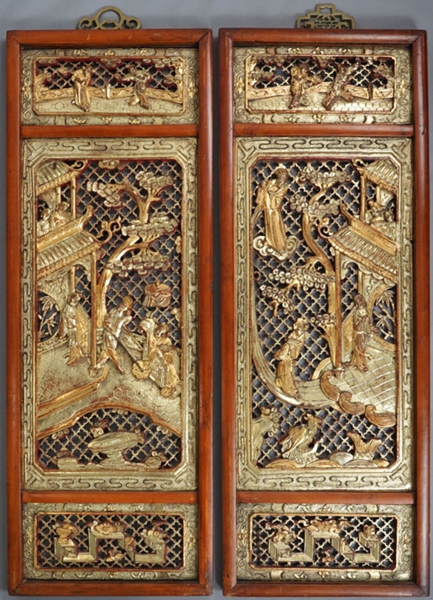 Pair of Chinese relief panels