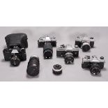 Five SLR cameras