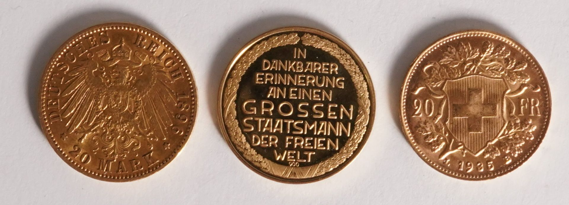 Zwei Goldmünzen und eine Medaille - Bild 2 aus 2