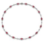 Ruby necklace with diamonds