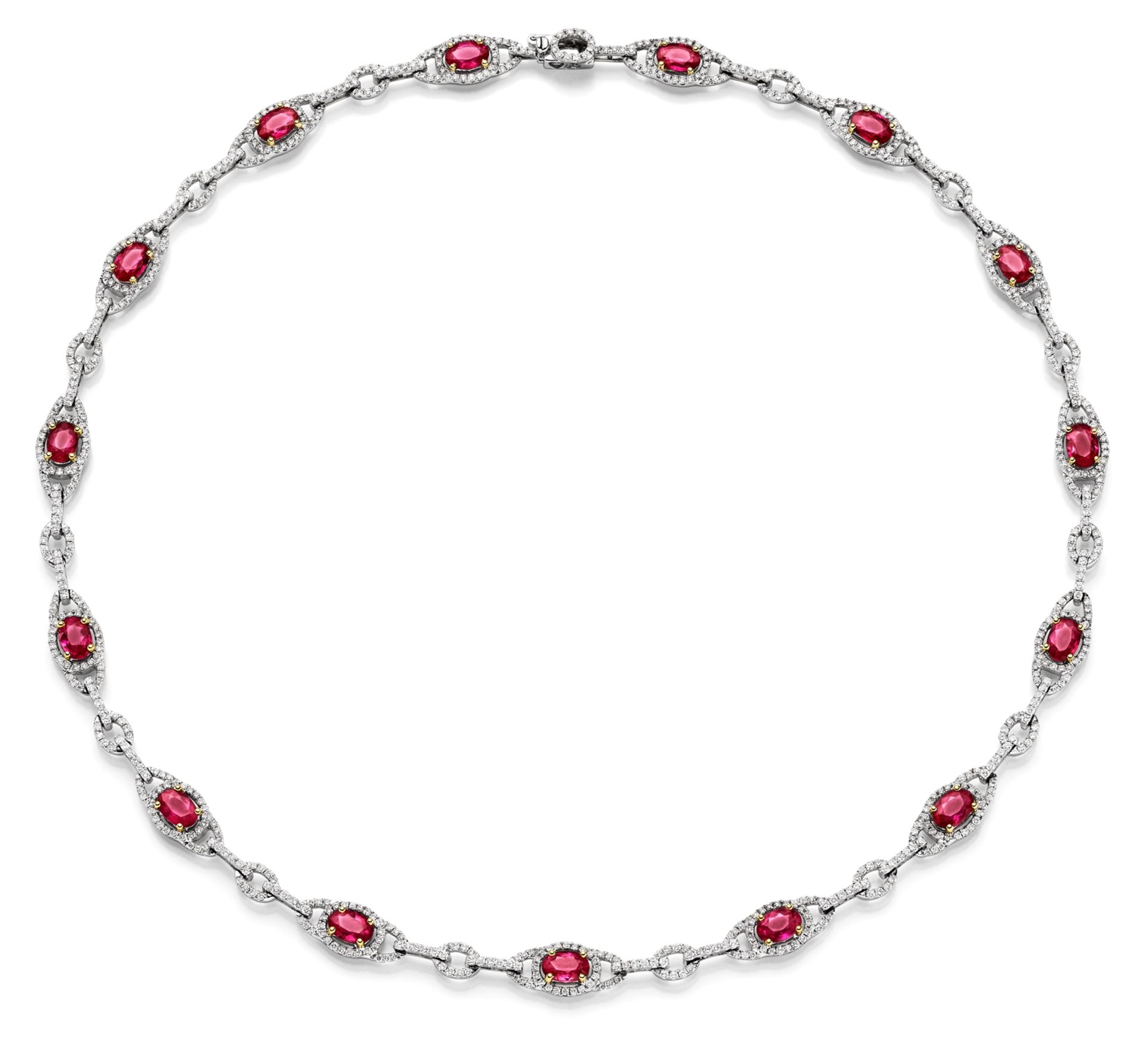Ruby necklace with diamonds