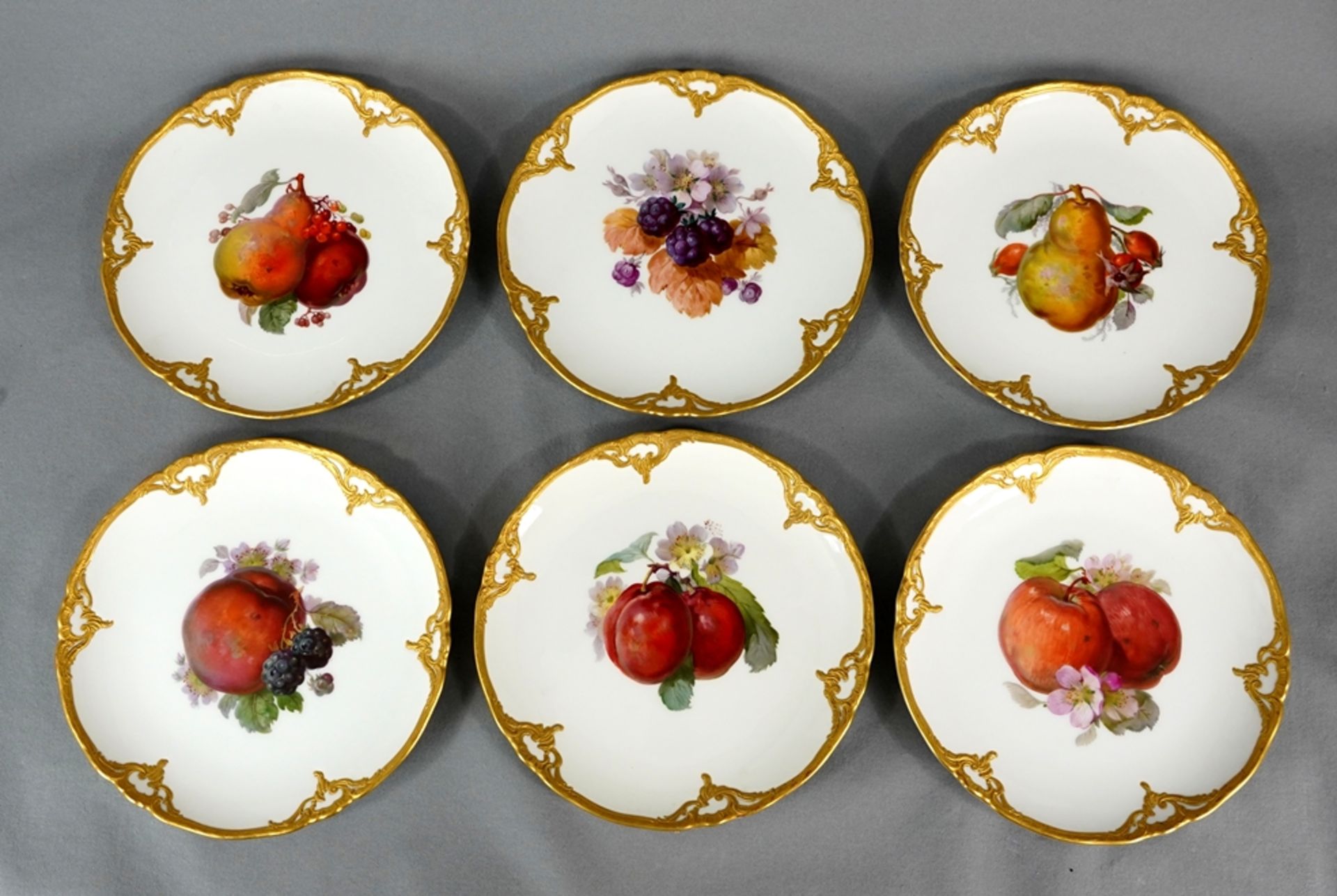 6 fruit plates KPM - Image 2 of 4