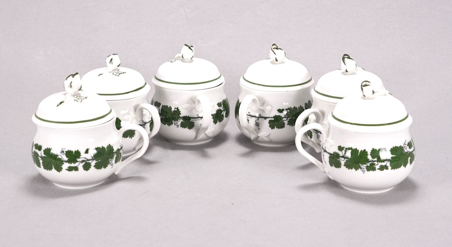 6 lidded cups Meissen - Image 2 of 5