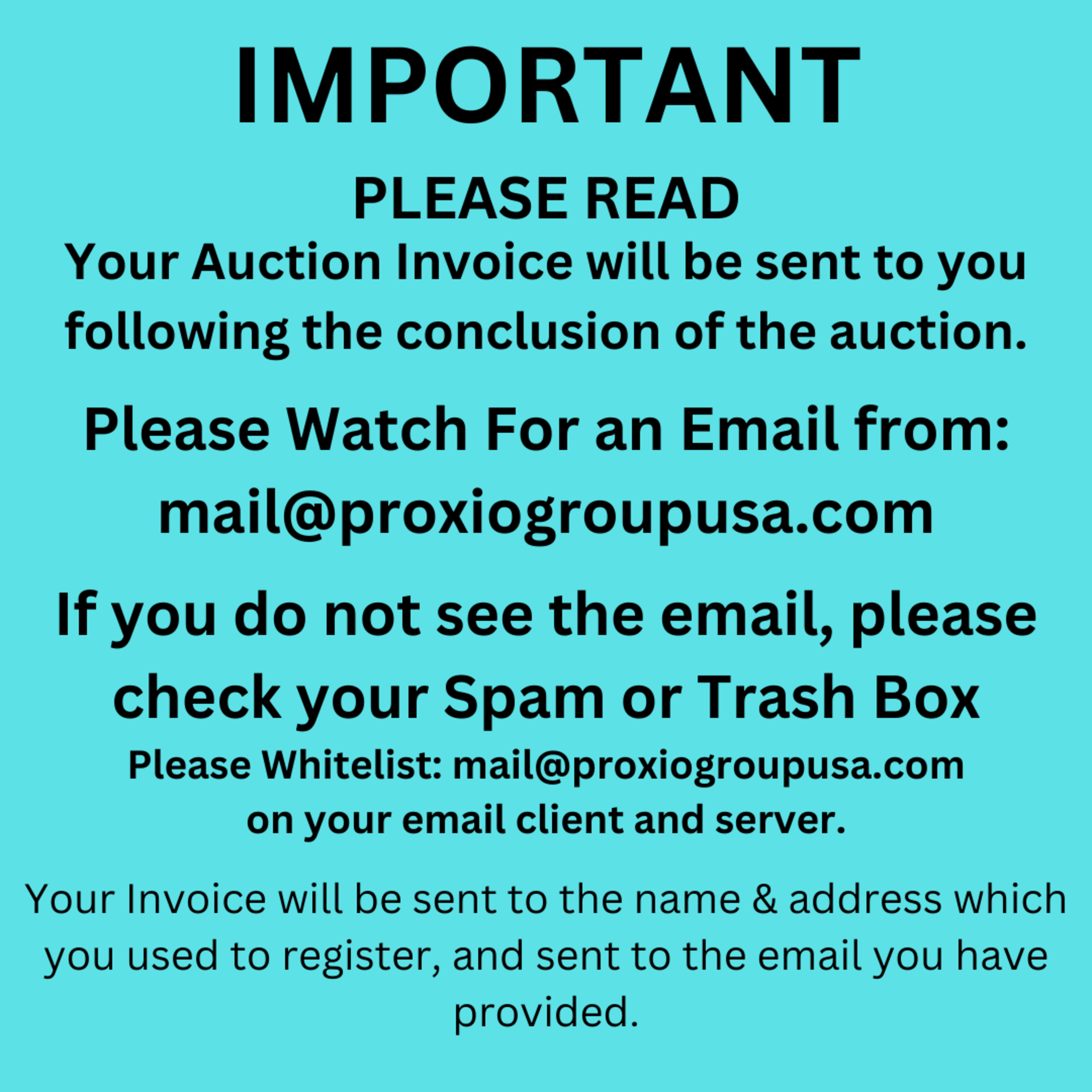 Important Information - Please Read - Whitelist: mail@proxiogroupusa.com in your email client.