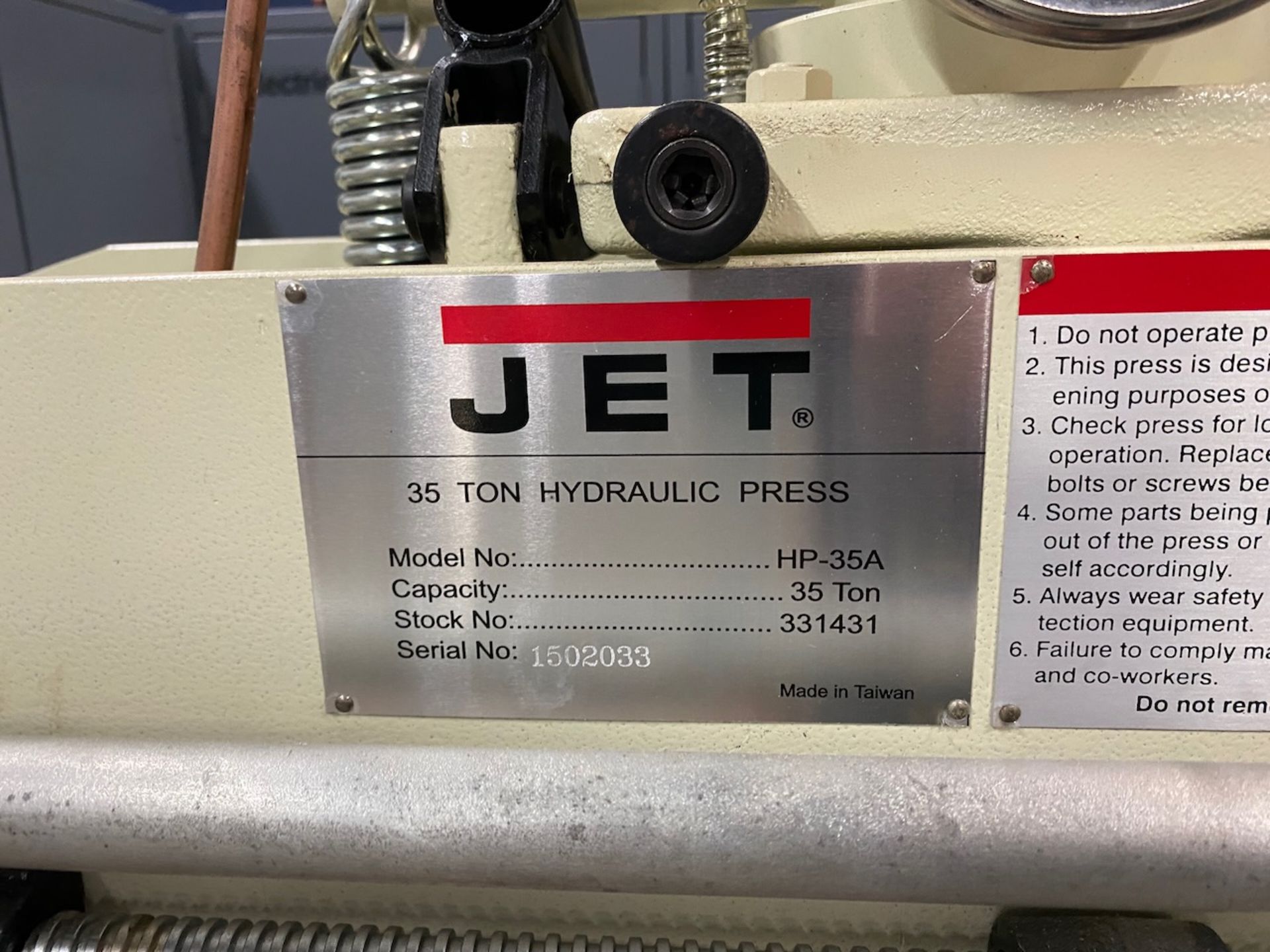 Jet 35 Ton Hydraulic Press - Image 2 of 5