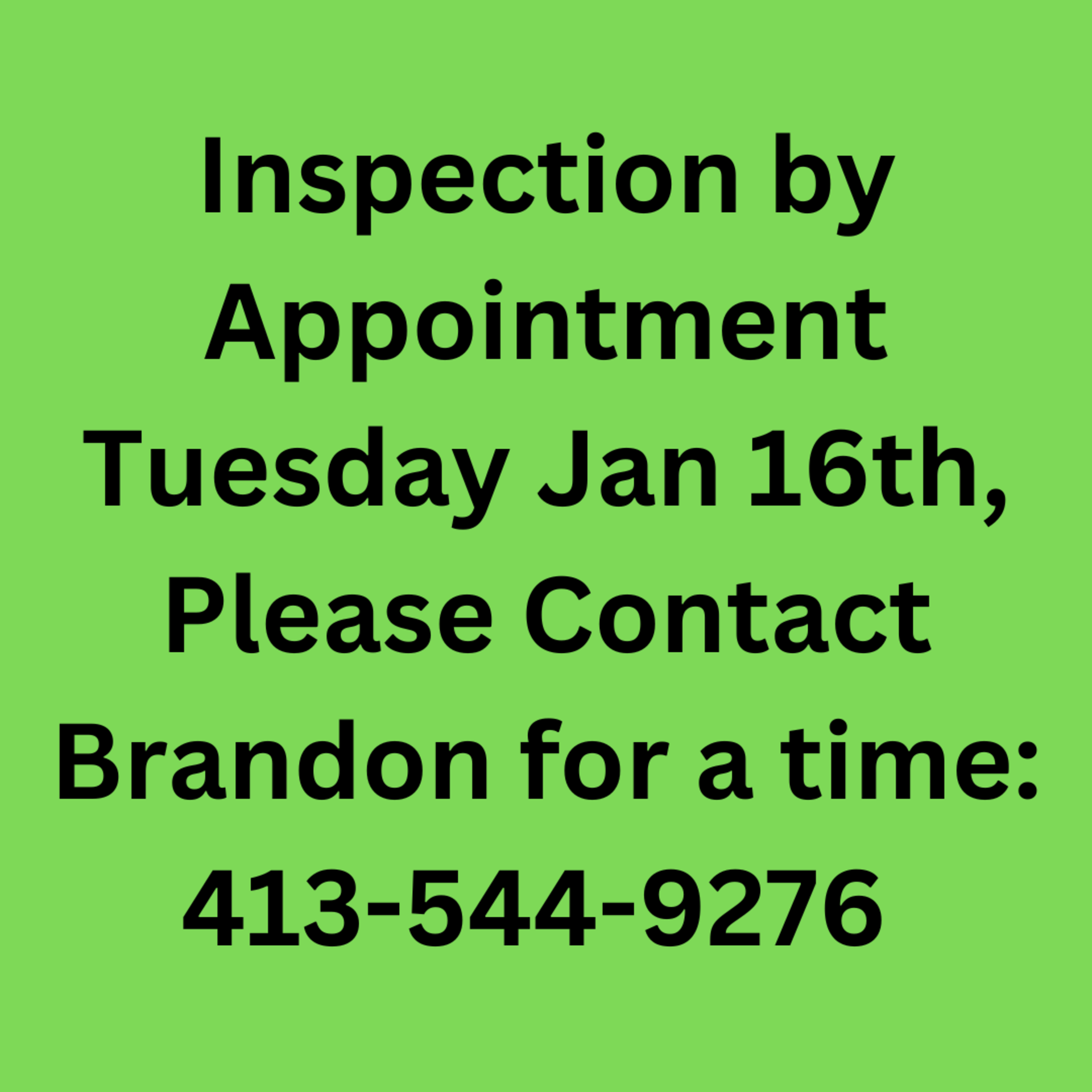Inspection: Tuesday January 16th 2024