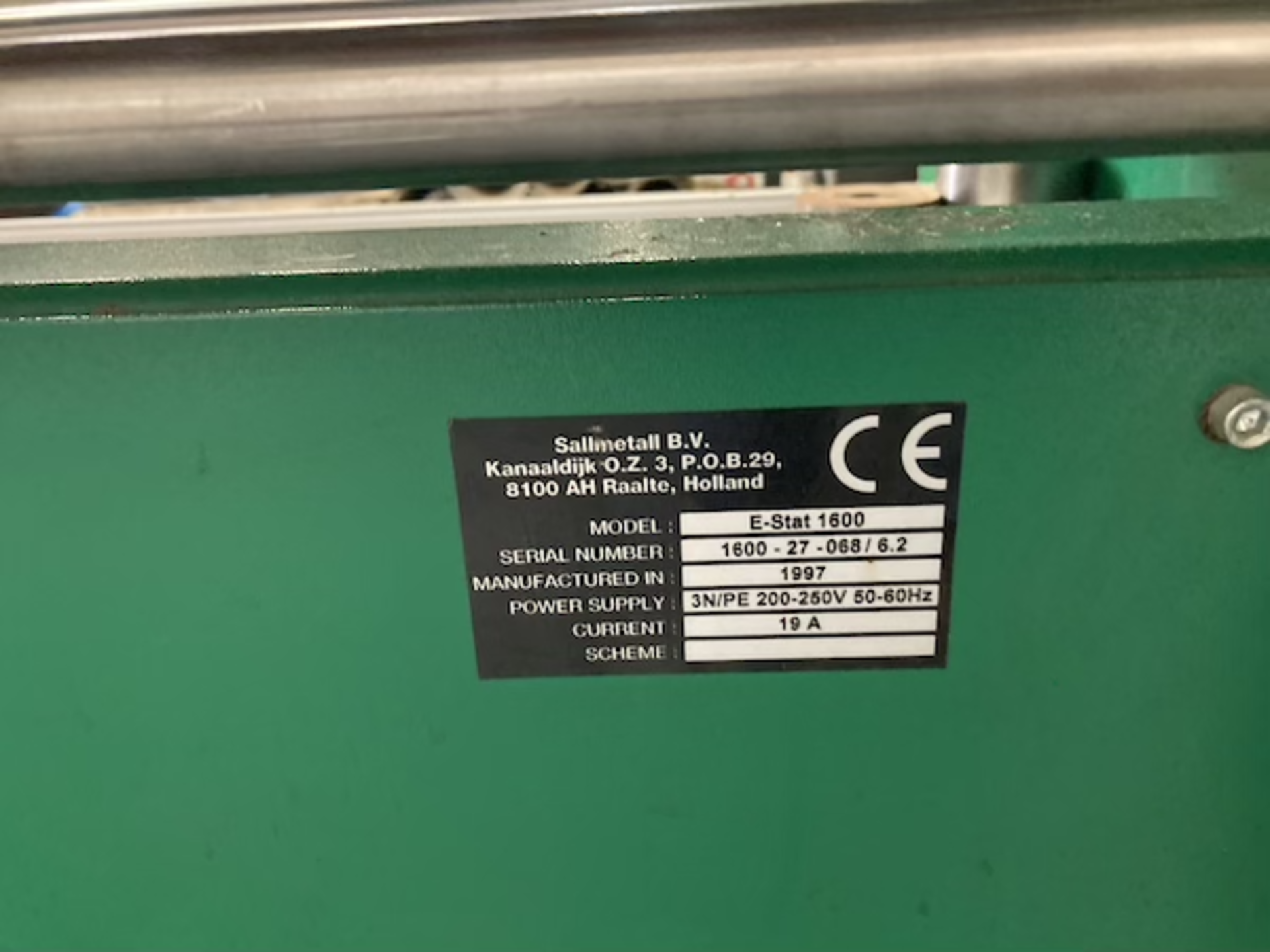 Sallmetall E-Stat 1600 laminator Serial no. 1600-27-068/6.2 (1997) - Image 6 of 6