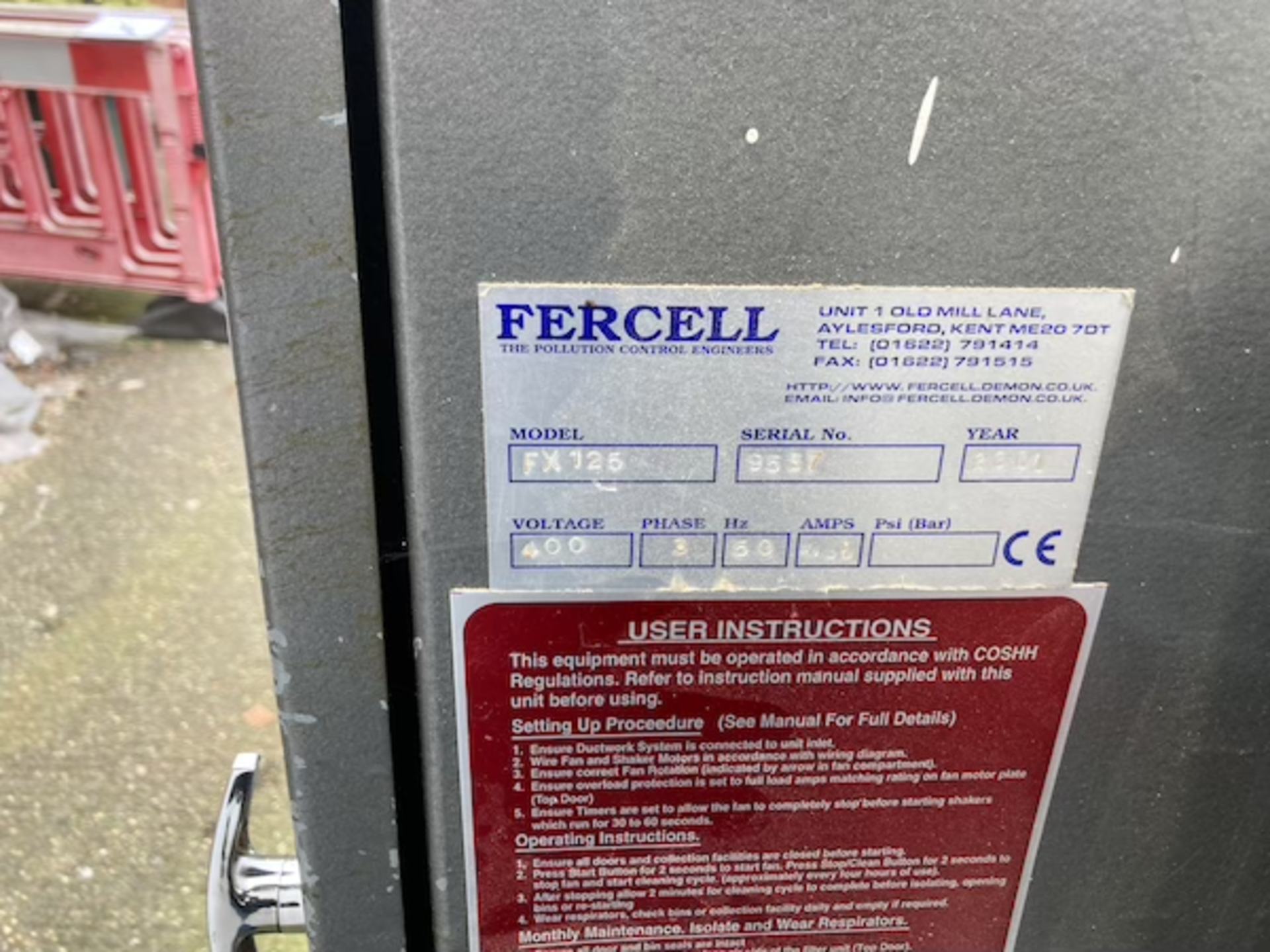Fercell FX125 self contained dust extraction unit Serial no. 9537 (2001) - Image 5 of 5