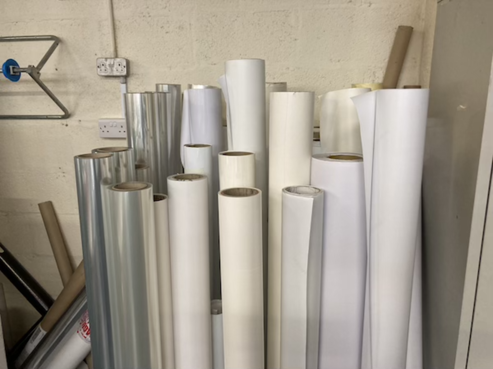 A quantity of white vinyl and paper part rolls, various sizes as lotted - Image 3 of 3
