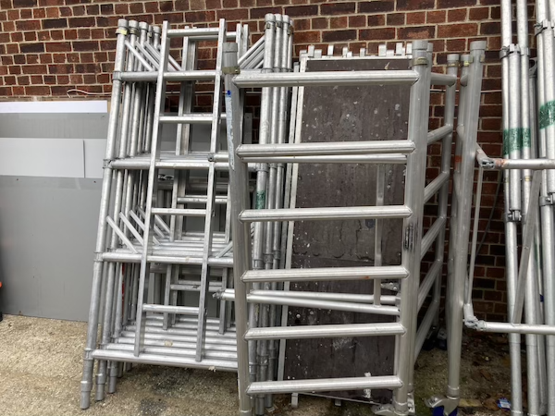 Lyte scaffold tower (dismantled) to include: uprights, internal ladder sections, working platform, a - Image 3 of 7