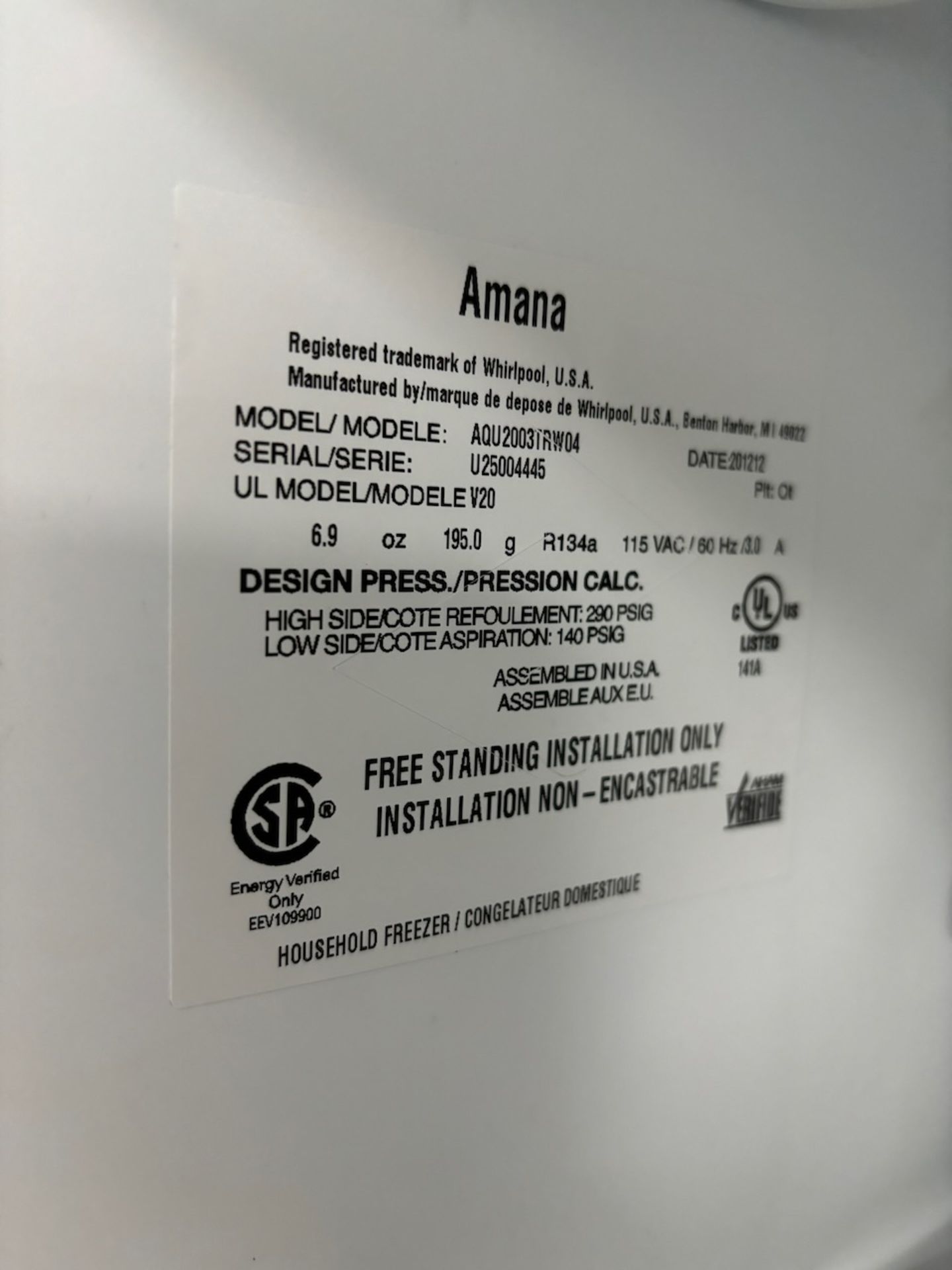 Amana Upright Freezer - Image 3 of 3