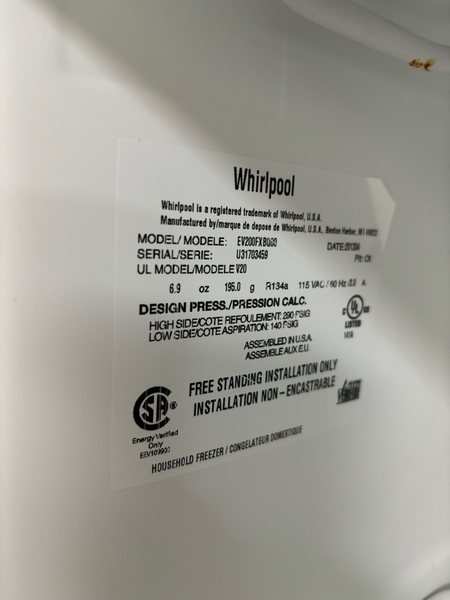 Whirlpool upright freezer - Image 3 of 3