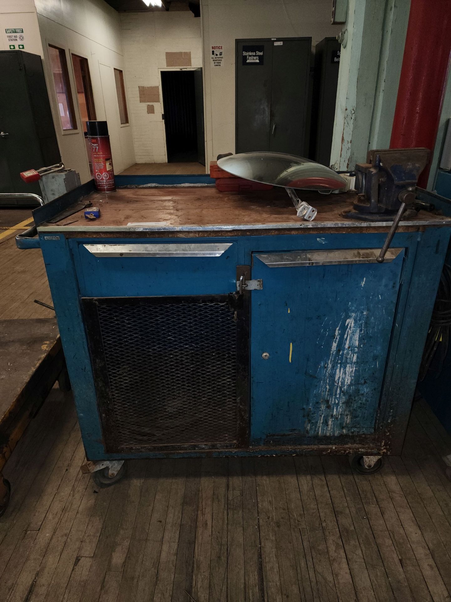 Steel blue tool cart