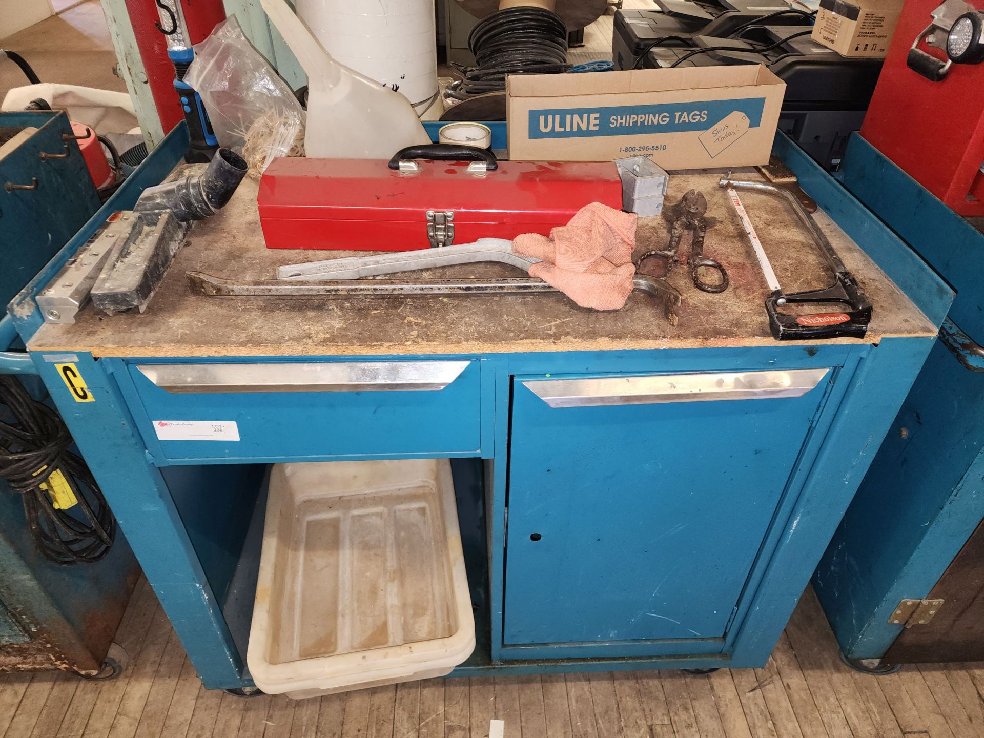 Steel blue tool cart