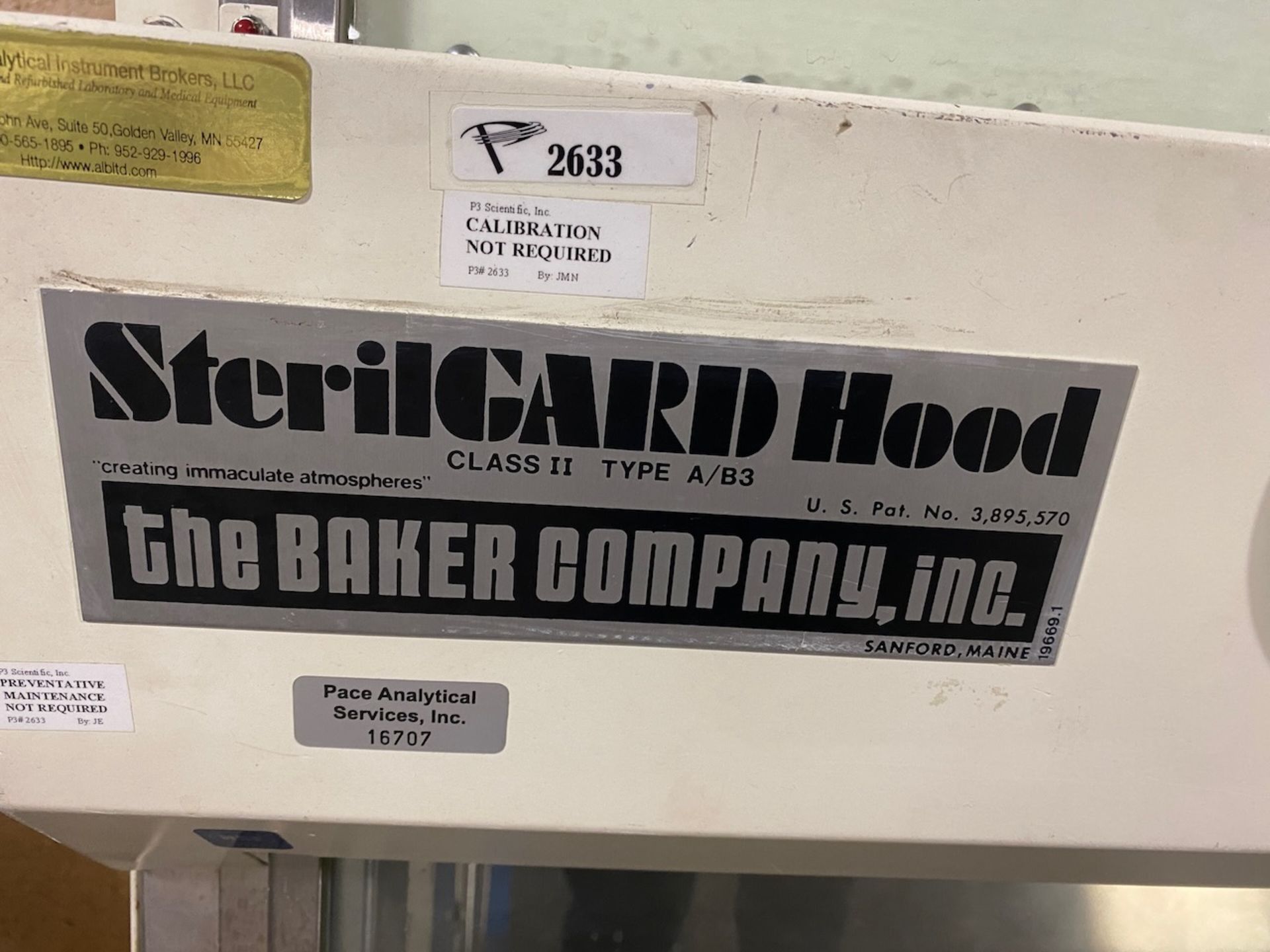 Baker Sterilgard, Biological Safety Cabinet, Model SG600, made in 1993, S/N 48778, 115V, - Image 2 of 4