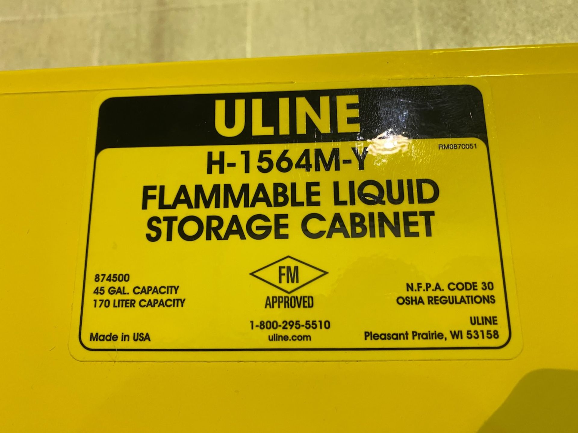 Uline Flammable Storage Cabinet - Image 2 of 3