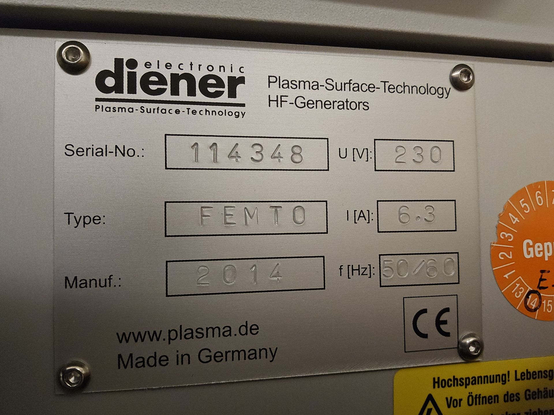 Diener low pressure Plasma system - Image 4 of 5