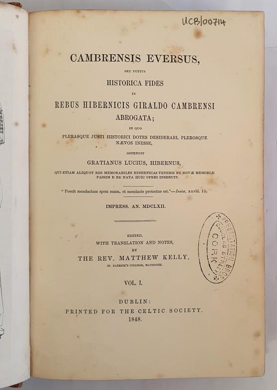 Rev. Matthew Kelly (ed) – Cambrensis Eversus. 3 vols (Dublin, 1848-52). Work refuting claims of - Image 3 of 3