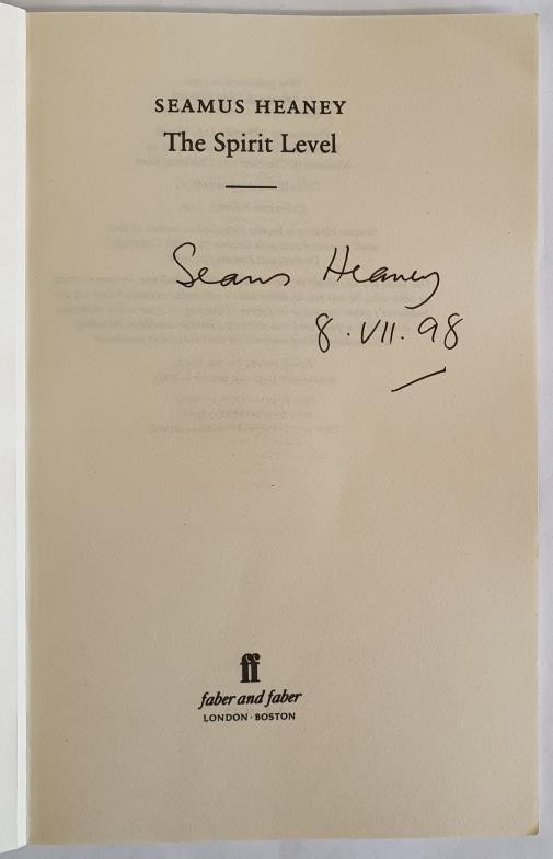 Seamus Heaney Signed, The Spirit Level (Faber & Faber, 1996). Signed (and dated - 8/vii/98) by - Image 2 of 3