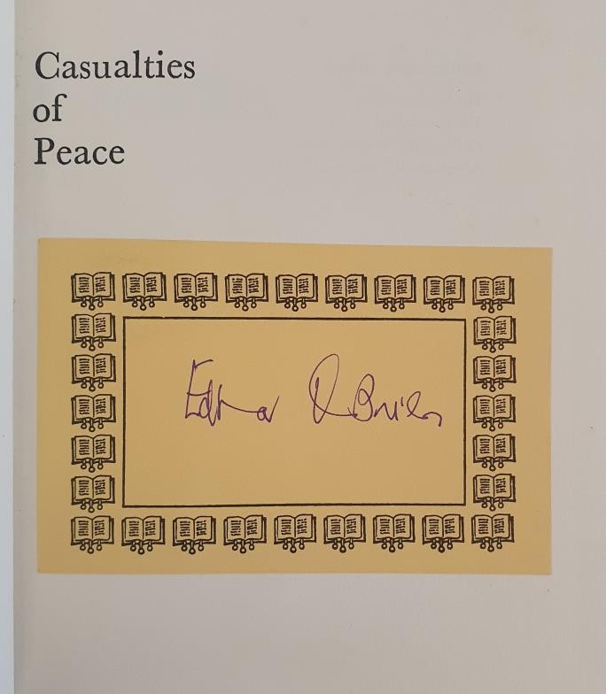 Edna O’Brien; Casualties of Peace, First edition, first print with signed bookplate by the author, - Image 3 of 3